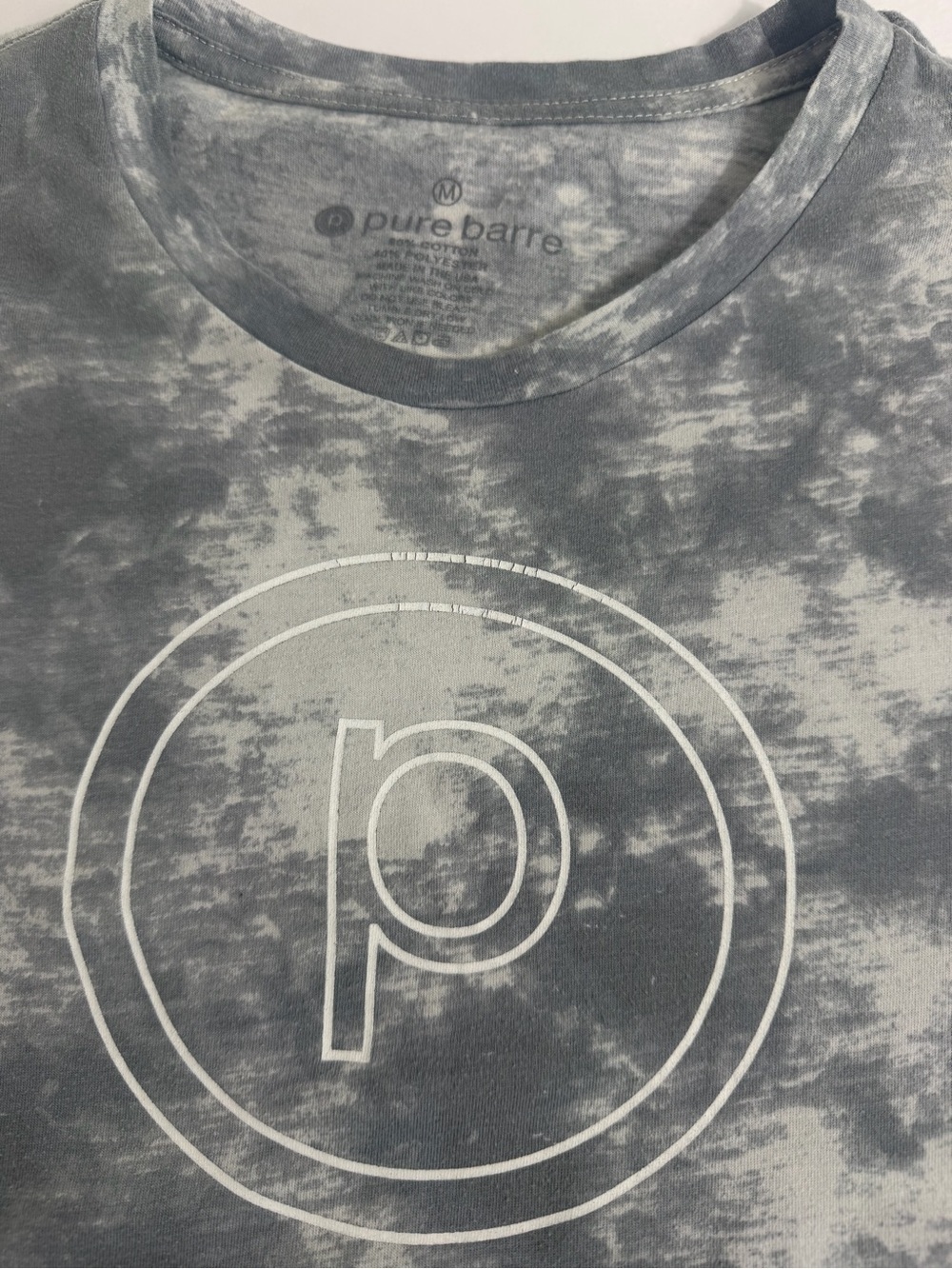 Pure Barre Gray Tie Dye Logo T-Shirt Unisex Size M - Picture 8 of 12